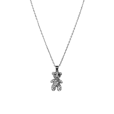 SILVER TEDDY BEAR NECKLACE