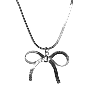 SILVER BOW NECKLACE