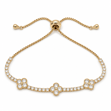 Clover Zircon Adjustable Bracelet