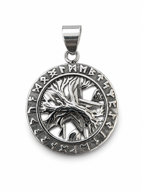 Nordic Rune Tree of Life Stainless Steel Pendant