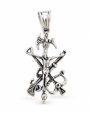 Gothic Crossed Weapons Figure Pendant