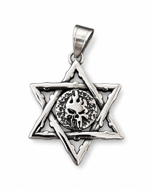 Stainless Steel Skull Hexagram Pendant