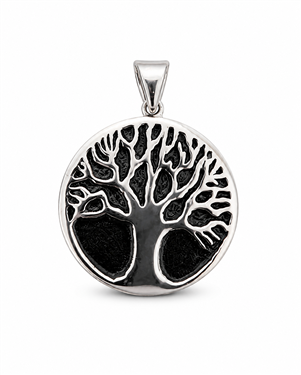 Black Background Tree of Life Stainless Steel Pendant