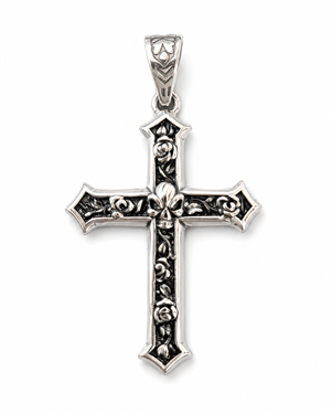 Patterned Stainless Steel Cross Pendant