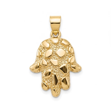 Gold Plated Hamsa Hand Textured Pendant