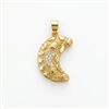 Gold Plated Moon CZ Textured Horn Pendant