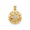 Gold Plated Star CZ Round Textured Pendant