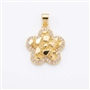 Gold Plated Clover Flower Halo CZ Pendant