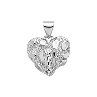 Gold Plated Virgin Mary Heart Textured Pendant