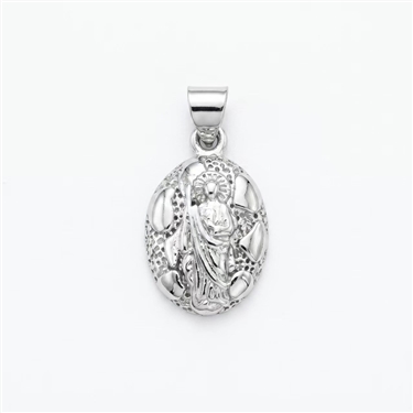 Gold Plated Oval Saint Religious Textured Pendant