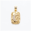 Gold Plated Moon CZ Leopard Tag Pendant