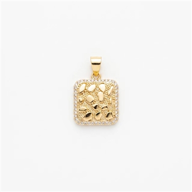 Gold Plated Square Textured Pendant