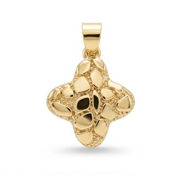Gold Plated Clover Textured Pendant
