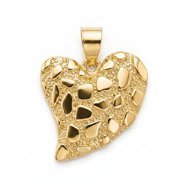 Gold Plated Textured Heart Pendant