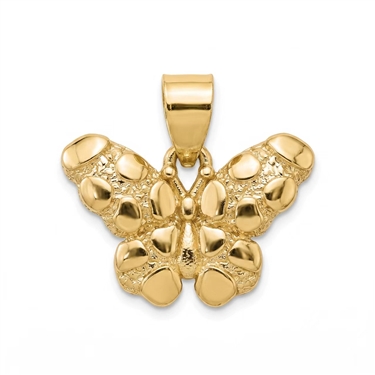 Gold Plated Textured Butterfly Pendant