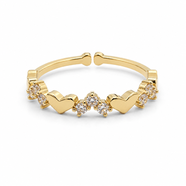 Open Ring With Alternate Heart & Zircon Setting