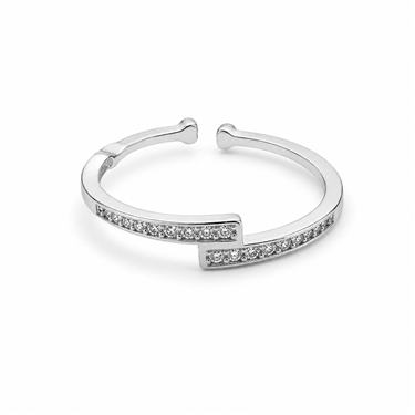 Staggered Pave Open Ring