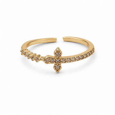 Paved Cross Open Ring