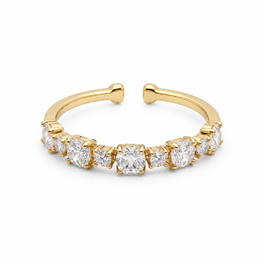 Open Ring With Gradient Row Zircons