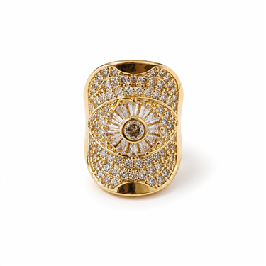 Full Pave Evil Eye Wide Band Ring