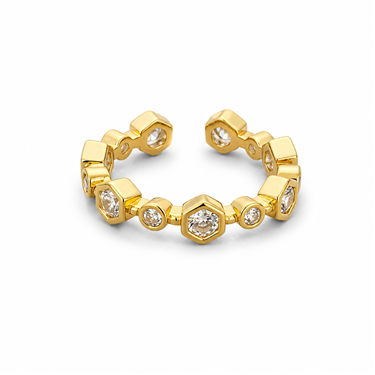 Geometric Zircon Open Ring