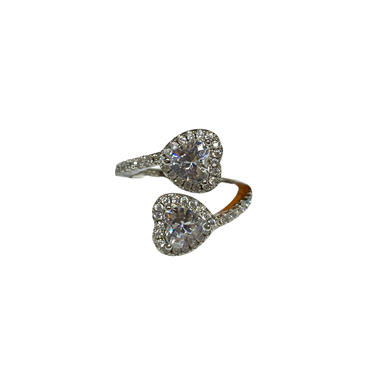 SILVER DOUBLE HEART RING