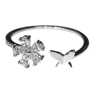 SILVER FLOWER RING