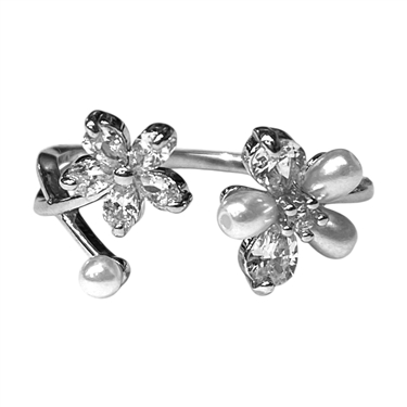 SILVER FLOWER RING