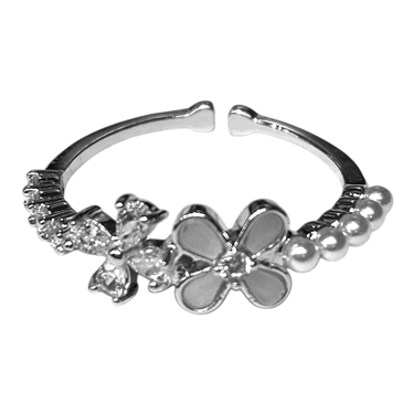 SILVER FLOWER RING