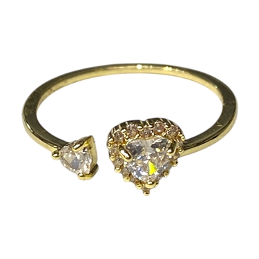 GOLD HEART ADJUSTABLE RING