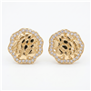Flower-Rimmed Circular Textured Earrings