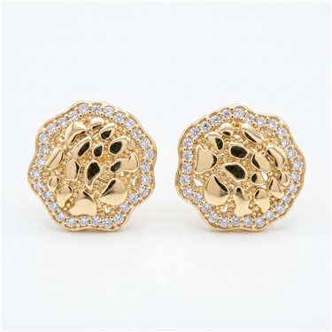 Flower-Rimmed Circular Textured Earrings