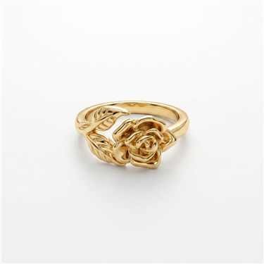 Gold Solid Rose Flower Open Adjustable Toe Ring