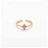 Pink CZ Four Leaf Clover Gold Open Adjustable Toe Ring
