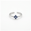 Blue CZ Four Leaf Clover Silver Open Adjustable Toe Ring