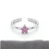 Pink Red Star CZ Silver Open Adjustable Toe Ring