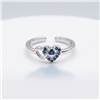 Blue CZ  Double Heart Silver Open Adjustable Toe Ring