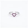 Pink Heart Hollow CZ Silver Open Adjustable Toe Ring