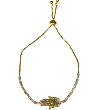 GOLD HASMA EVIL EYE BRACELET