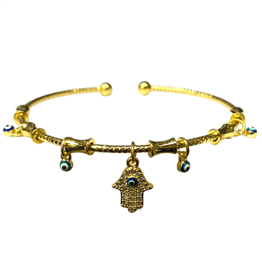 GOLD HASMA EVIL EYE BRACELET