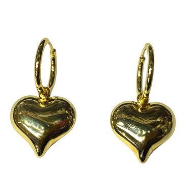 GOLD HEART DANGLING EARRING