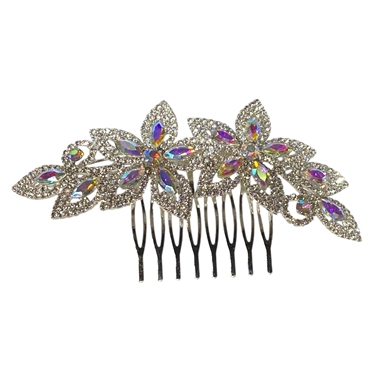 SILVER FLOWER HAIR COMB