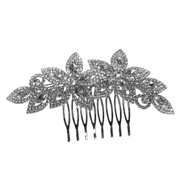 SILVER FLOWER HAIR COMB