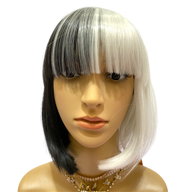 HALF BLACK HALF WHITE BOB HAIR WIG