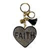 WHITE ''FAITH'' HEART KEYCHAIN