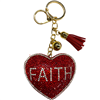 RED ''FAITH'' HEART KEYCHAIN