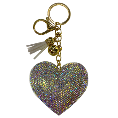 WHITE HEART KEYCHAIN
