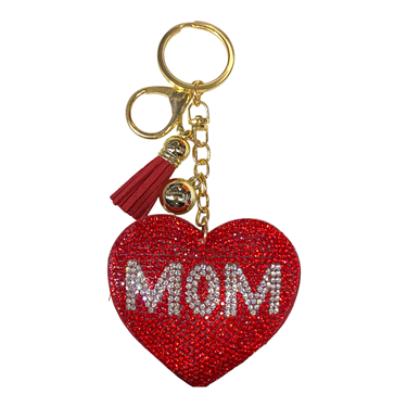 RED MOM HEART KEYCHAIN
