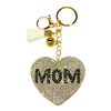 WHITE MOM HEART KEYCHAIN