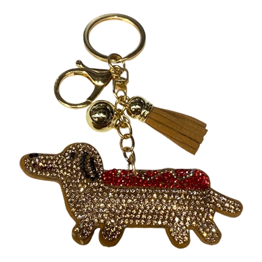 BROWN WEENIE DOG KEYCHAIN
